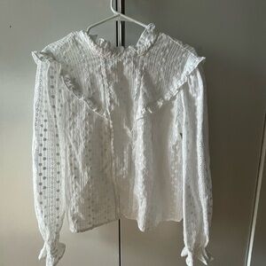 Zara White Embroidered Blouse